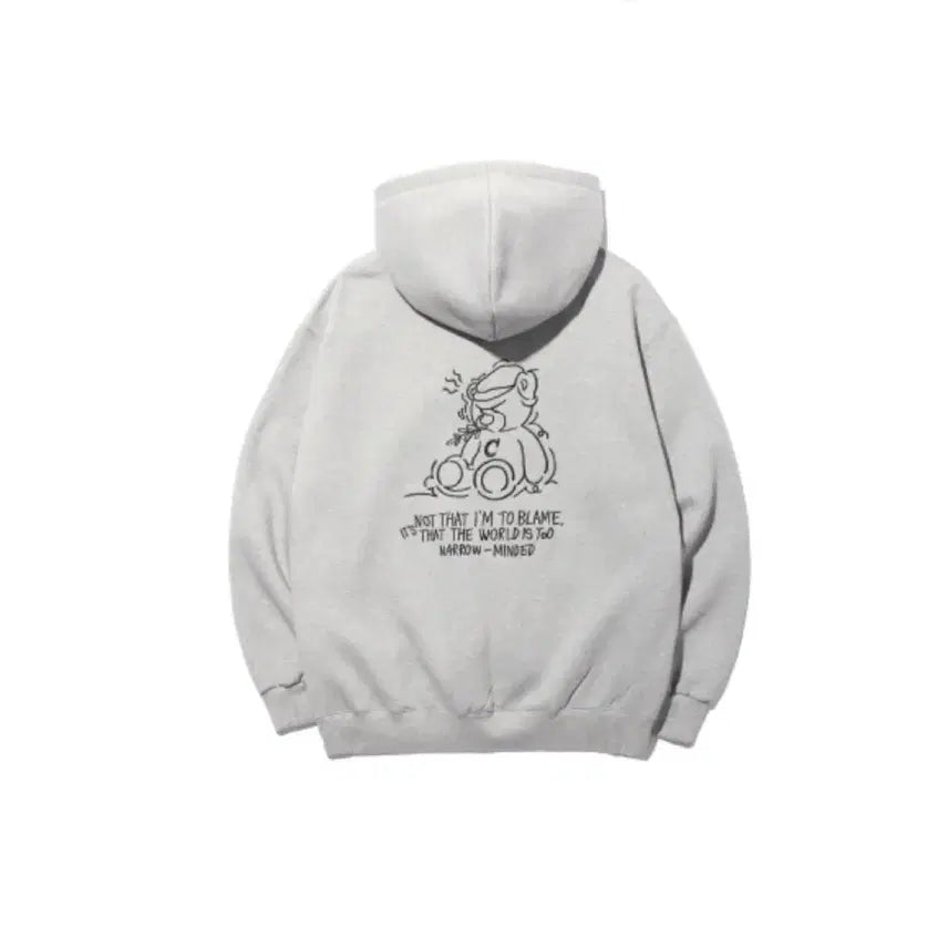 [BUNJANG] Compagno Trembling Bear Embroidered Hooded Zip-up Gray / 꼼파뇨 후드집업
