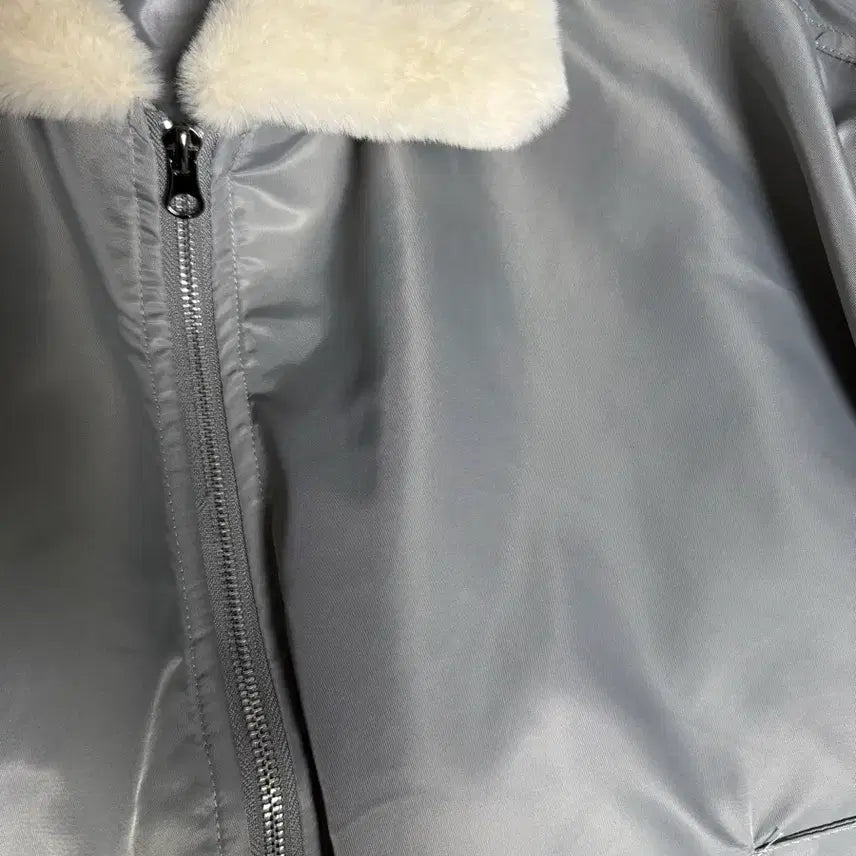 [BUNJANG] MA-1 Gray Shearling Bomber Jacket / 무스탕 항공점퍼 MA-1 그레이 팝니다