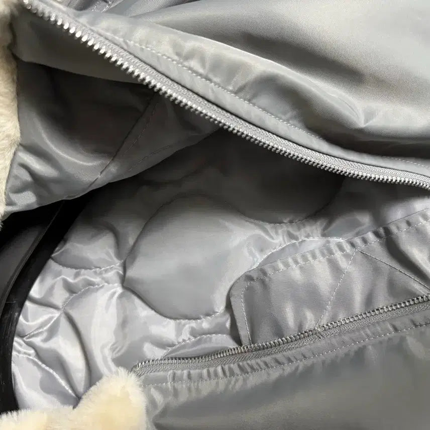 [BUNJANG] MA-1 Gray Shearling Bomber Jacket / 무스탕 항공점퍼 MA-1 그레이 팝니다