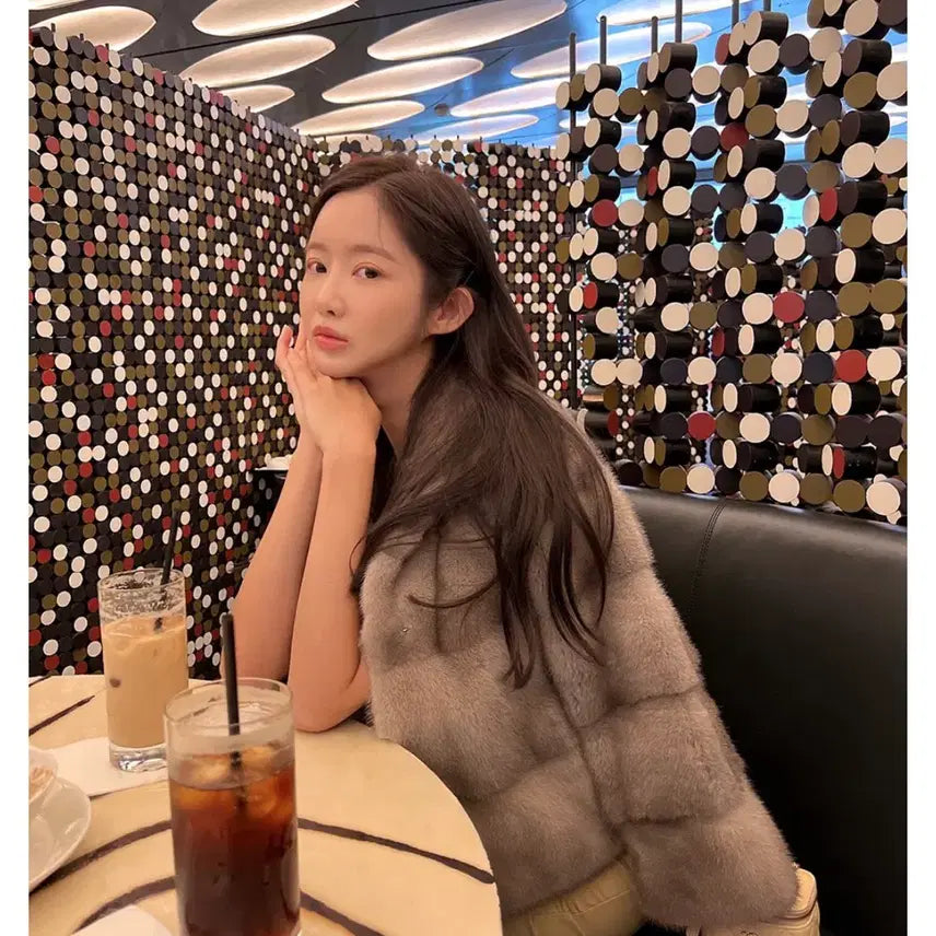 [BUNJANG] Horizontal Saga Mink Jacket (Silver Blue) / 호리젠탈 사가 밍크 자켓 ( 실버블루 )