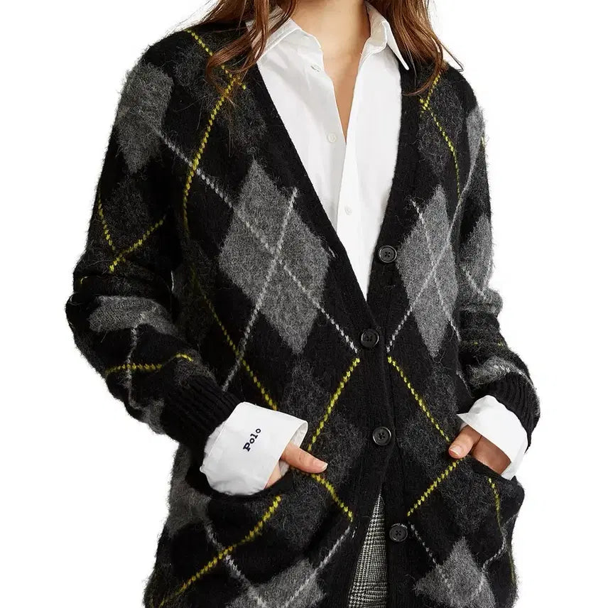 [BUNJANG] Polo Ralph Lauren Argyle Pattern Alpaca Cardigan / 폴로 랄프로렌 아가일 패턴 알파카 가디건 S