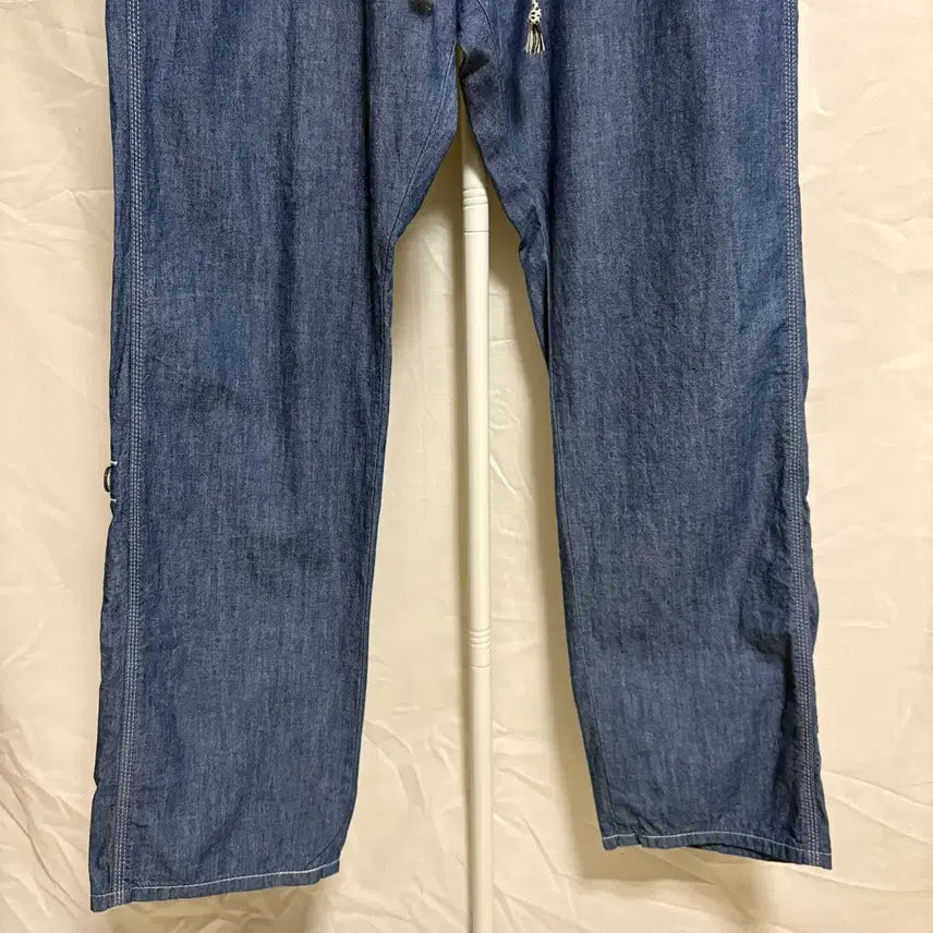 [BUNJANG] Reunion Made Chambray Fatigue Pants - Blue, Size 34 / 리 유니온 메이드 시보리 립 밴딩 샴브레이 퍼티그팬츠 / 블루, 34