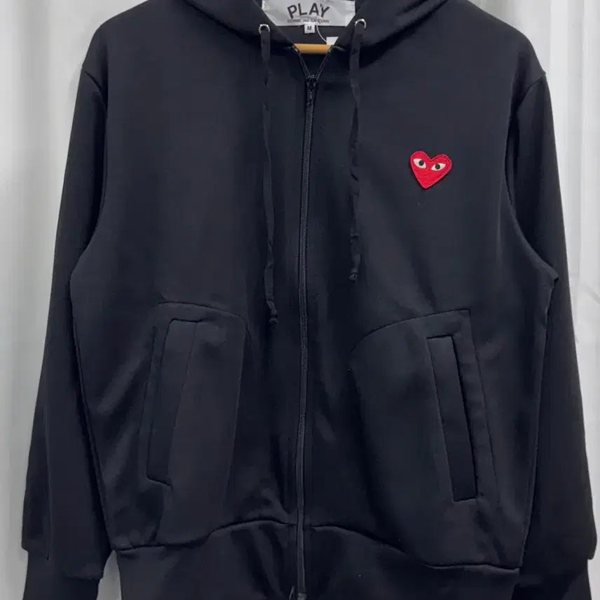 [BUNJANG] Comme des Garcons Play Heart Patch Hoodie Zip-up / ((새상품)) 꼼데가르송 플레이 하트 패치 후드집업 회색/검정
