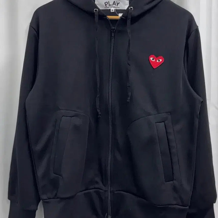 [BUNJANG] Comme des Garcons Play Heart Patch Hoodie Zip-up / ((새상품)) 꼼데가르송 플레이 하트 패치 후드집업 회색/검정