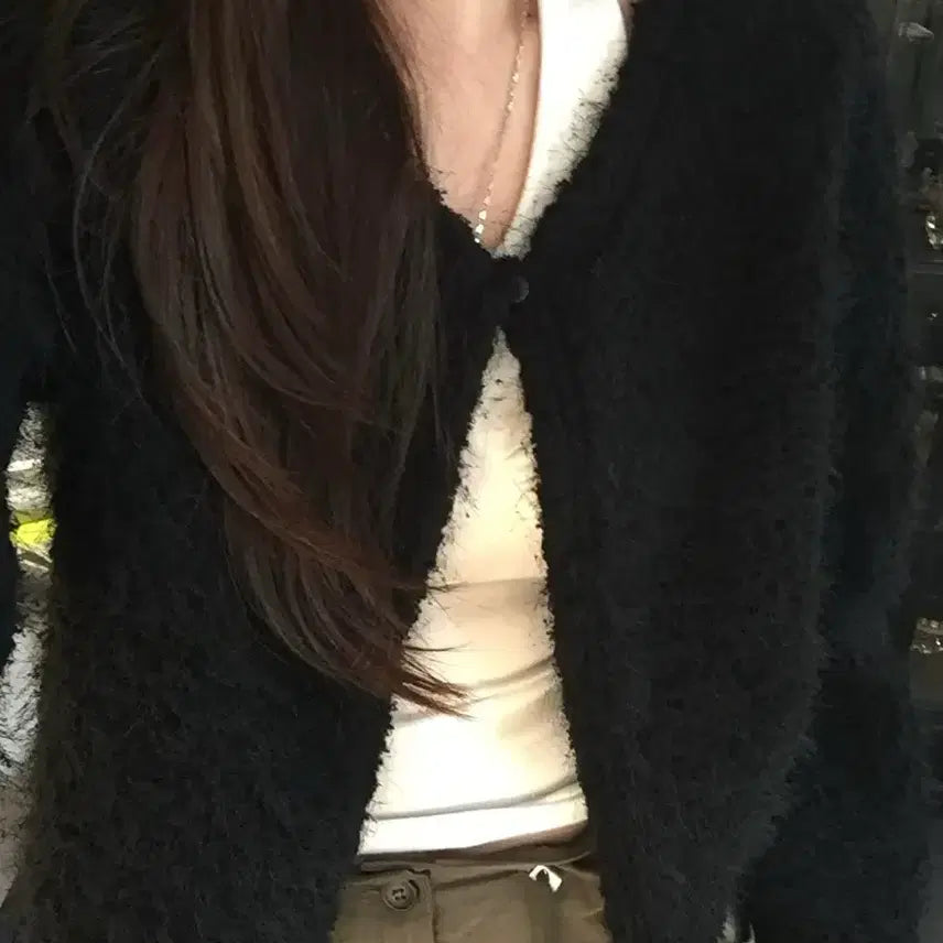 [BUNJANG] HAVE SOME MONTHS Cardigan / 에이블리 헤이브먼스 퍼 가디건_ 블랙