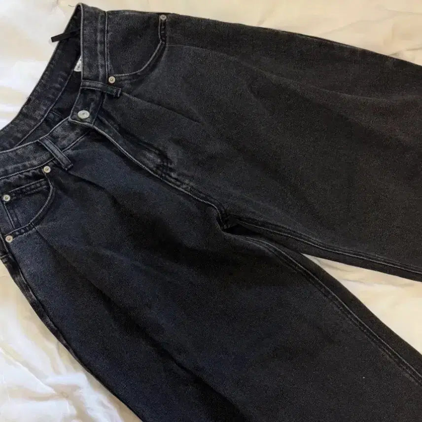 [BUNJANG] Don't be rate Wide Denim XS / 돈비레잇 투턱 와이드데님 흑청 xs