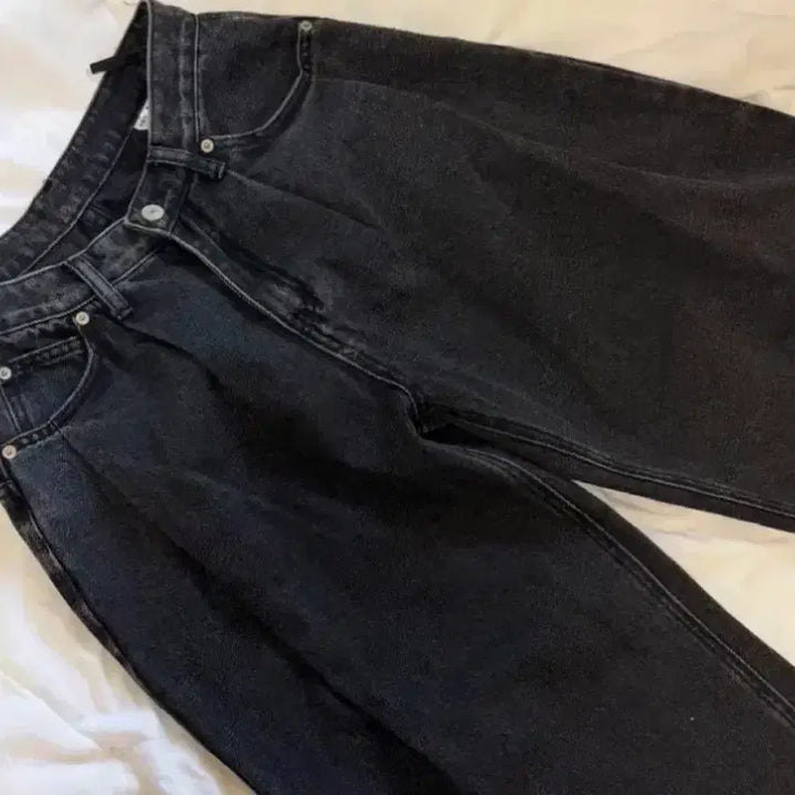 [BUNJANG] Don't be rate Wide Denim XS / 돈비레잇 투턱 와이드데님 흑청 xs