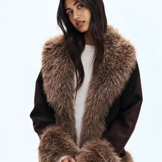 [BUNJANG] H&M Fluffy Trimming Jacket Brown M / 에이치엔엠 hm 플러피 트리밍 자켓 브라운 m