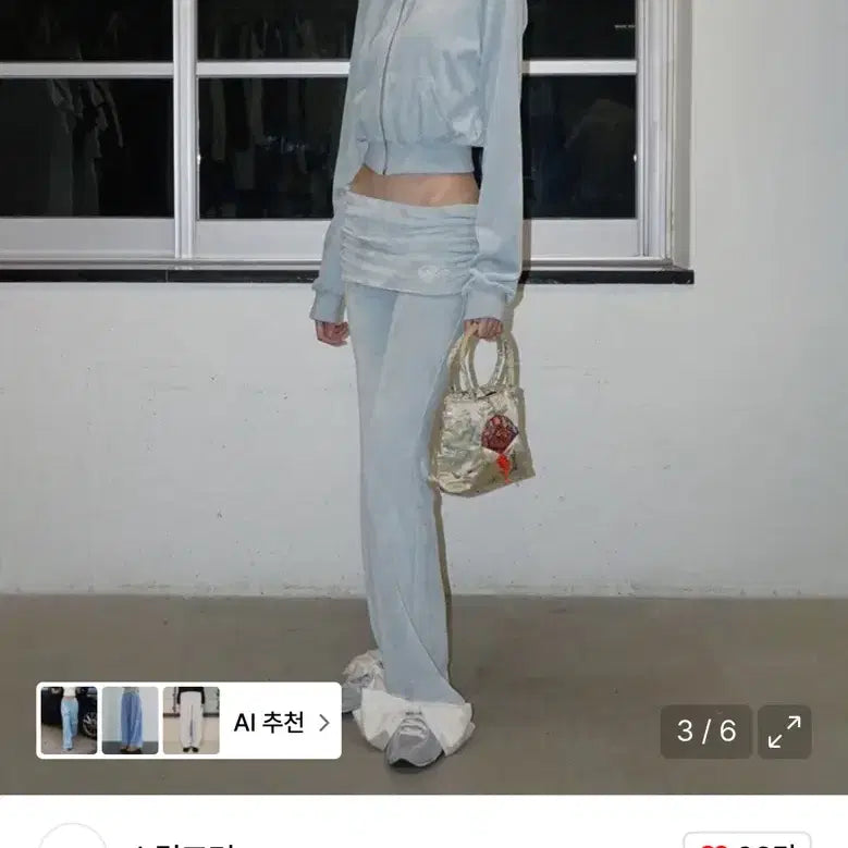 [BUNJANG] Sculptor Shirring Low-Rise Pants Baby Blue [L] New / 스컬프터 셔링 로우라이즈 벨루아 팬츠 베이비블루 [L/새상품]