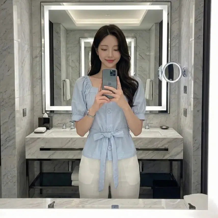 [BUNJANG] Sky Blue Blouse / 하늘색 불라우스