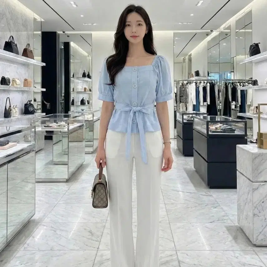 [BUNJANG] Sky Blue Blouse / 하늘색 불라우스