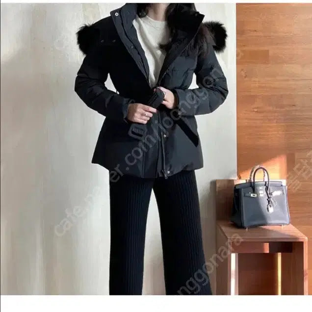 [BUNJANG] Some J Fox Fur Slimline Down Padding Camel Short Padding / 썸제이 폭스퍼 슬림라인 다운패딩 카멜 숏패딩