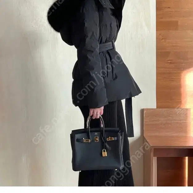 [BUNJANG] Some J Fox Fur Slimline Down Padding Camel Short Padding / 썸제이 폭스퍼 슬림라인 다운패딩 카멜 숏패딩