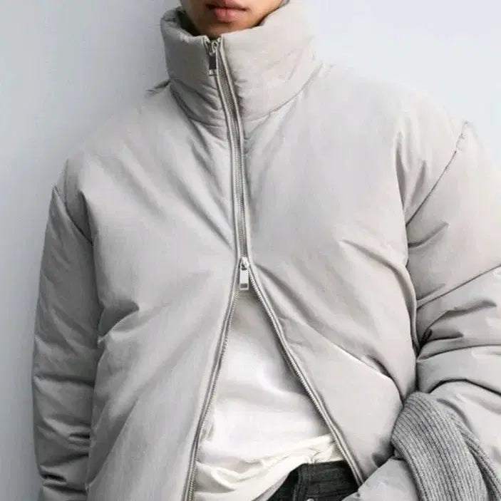 [BUNJANG] ZARA Waterproof Padded Jacket Pearl Gray / M) 자라 워터프루프 패딩 점퍼 펄 그레이 3833 700