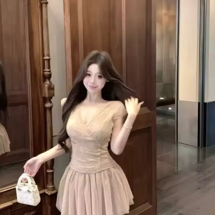 [BUNJANG] Imported Two-Piece Set - Pink Lace Blouse & Skirt / (새상품, 고급고퀄) 수입의류 투피스세트 핑크 레이스블라우스 + 샤스커트