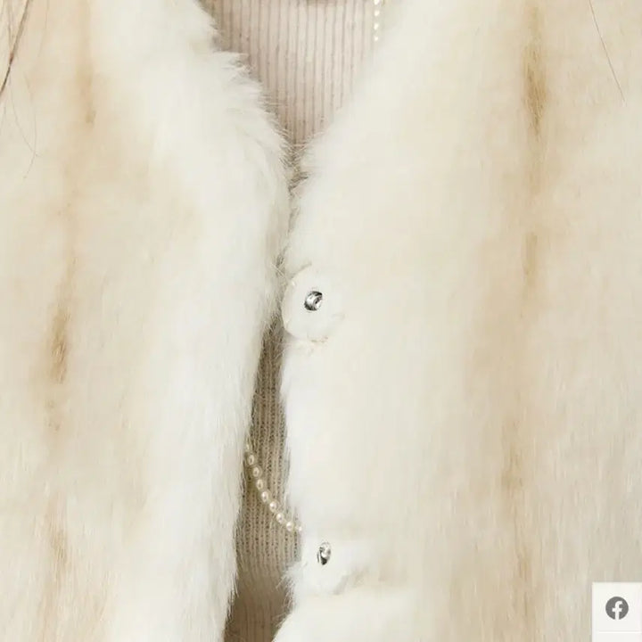 [BUNJANG] Ivory V-neck Puff Fur Jacket / <아이보리> 브이넥 퍼프 퍼자켓