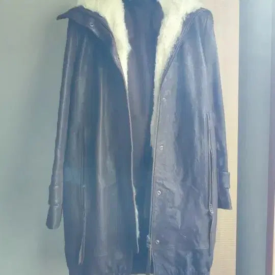 [BUNJANG] Leather Mouton Long Coat / 최종가격내림)양가죽 양털내피 레더 무스탕 롱 코트