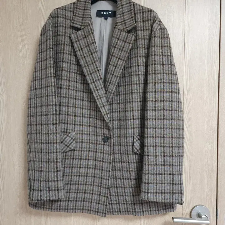 [BUNJANG] DKNY Oversized Check Jacket / DKNY 울 100 오버핏 체크자켓