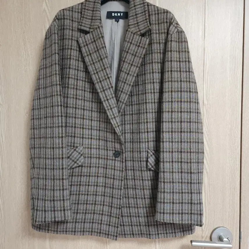 [BUNJANG] DKNY Oversized Check Jacket / DKNY 울 100 오버핏 체크자켓