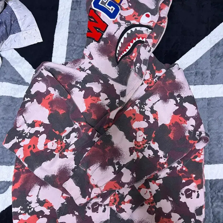 [BUNJANG] BAPE Shark Hoodie Map Camo XL / 베이프 샤크후드 맵카모 XL