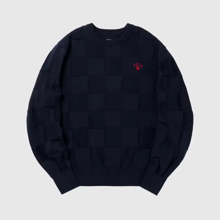 [BUNJANG] Aeka White Checkboard Round Knit (Navy) - Size M / (무료배송) [M] 에이카화이트 체카보드 라운드 니트 (네이비)