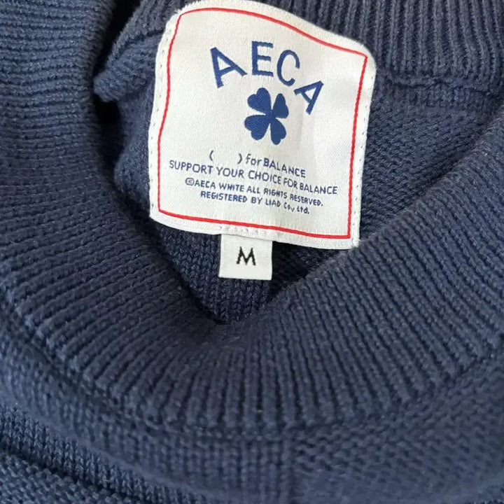 [BUNJANG] Aeka White Checkboard Round Knit (Navy) - Size M / (무료배송) [M] 에이카화이트 체카보드 라운드 니트 (네이비)