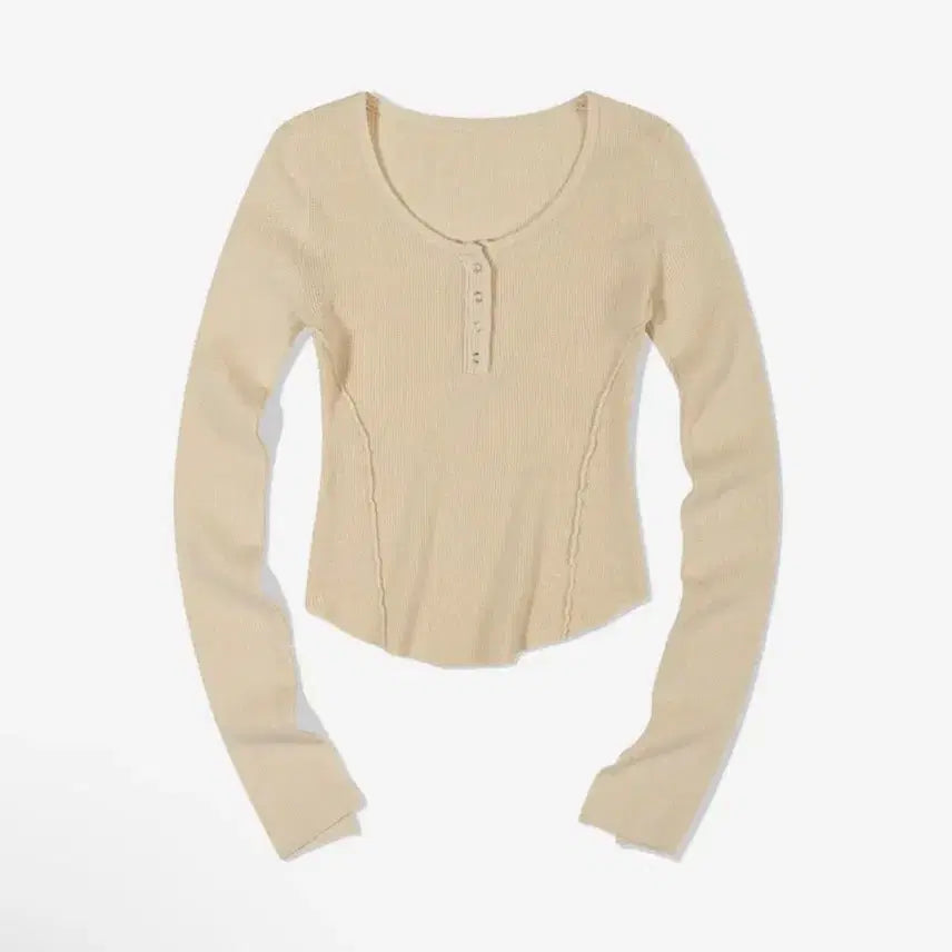[SOLD OUT] 무신사 모아 심 라인 버튼 니트 아이보리 ivory 베이지