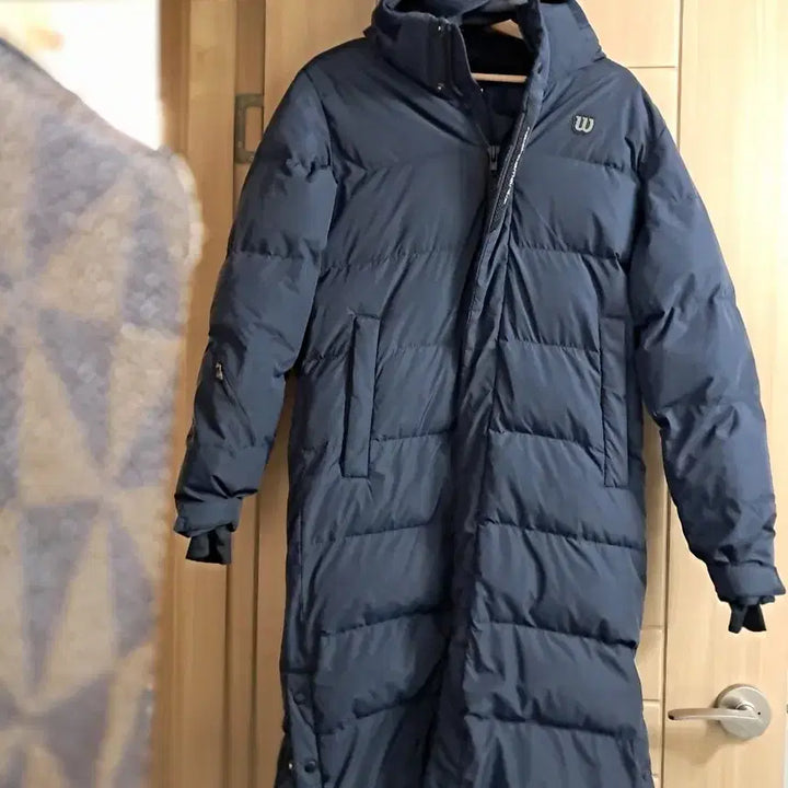 [BUNJANG] Wilson Navy Hooded Padded Jacket / 윌슨 롱패딩 네이비 후드 패딩 점퍼