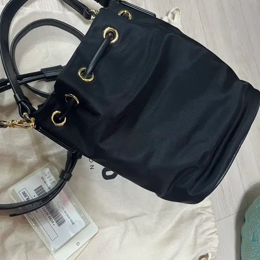 [BUNJANG] Daks Teddy Bear Embroidered Bucket Bag / 닥스 블랙 테디베어 자수 버킷백