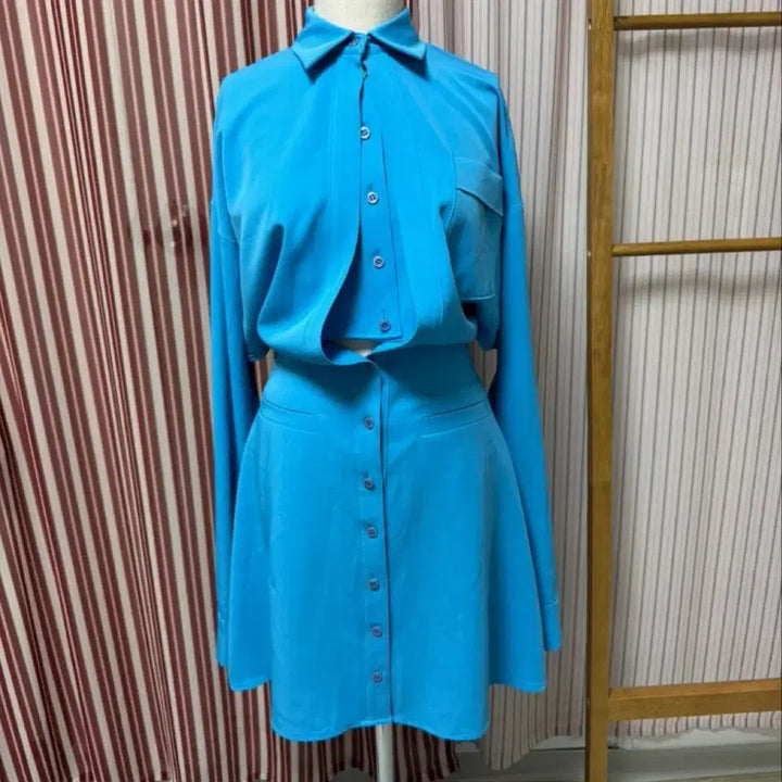 [BUNJANG] Layered Crop Shirt Mini Dress / 크롭 레이어드 셔츠 원피스 미니 드레스