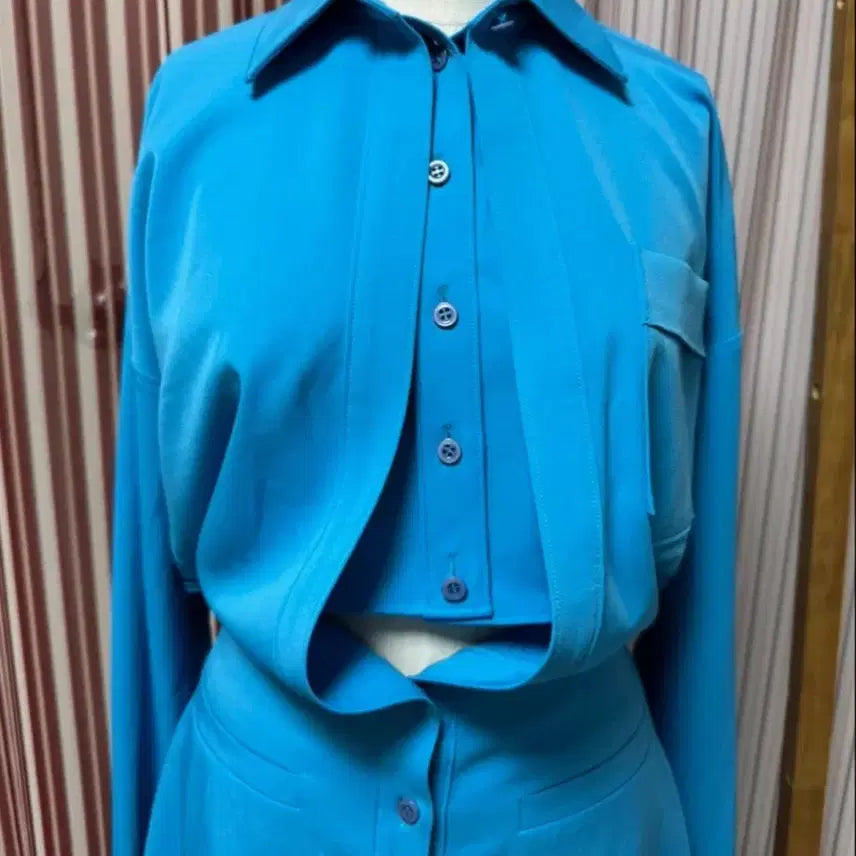 [BUNJANG] Layered Crop Shirt Mini Dress / 크롭 레이어드 셔츠 원피스 미니 드레스