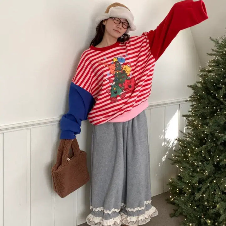 [BUNJANG] Venti December Fleece Sweatshirt (Pink) / [새상품/세일] 벤티 디셈버 기모 맨투맨 (핑크)
