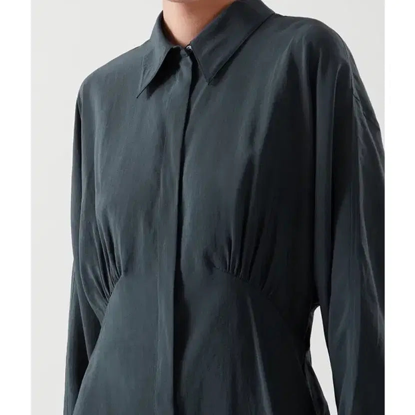 [BUNJANG] COS Gathered Shirt Dress Dark Green 32 / COS 개더드셔츠드레스 다크그린 32