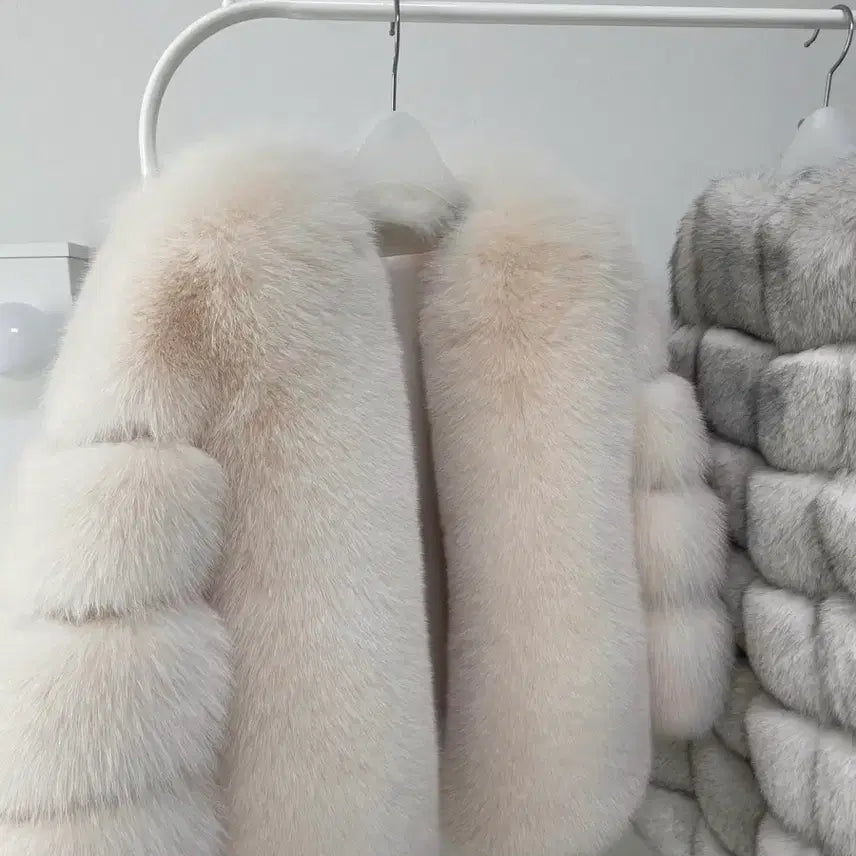 [BUNJANG] Buttique You Shadow Fox Fur Coat / 부띠끄유 쉐도우 폭스 퍼