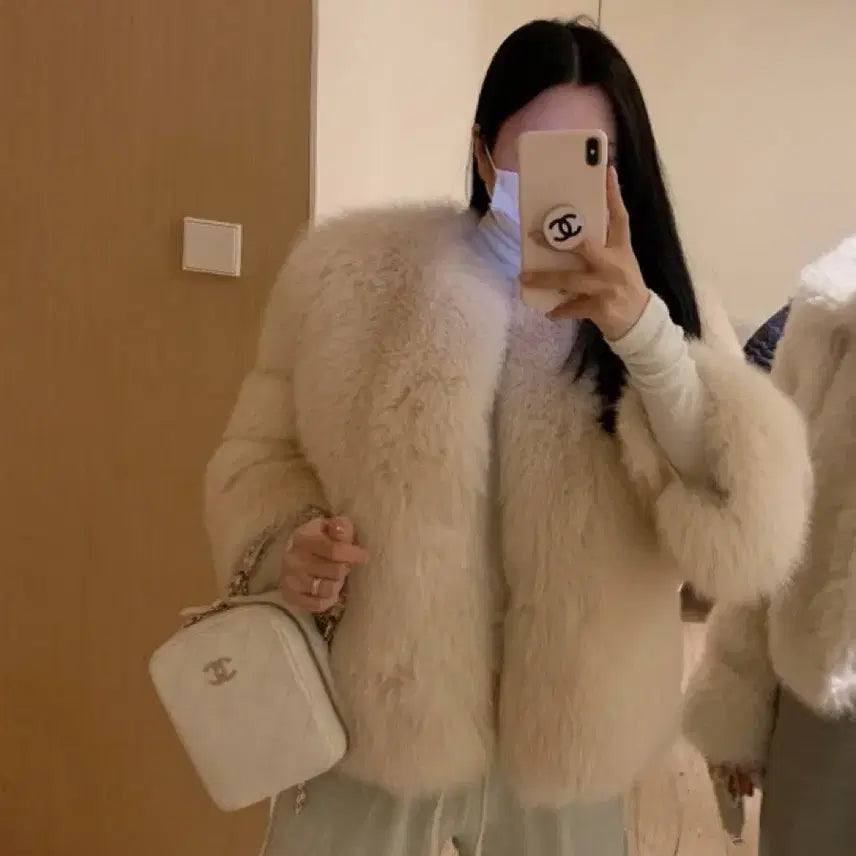 [BUNJANG] Buttique You Shadow Fox Fur Coat / 부띠끄유 쉐도우 폭스 퍼