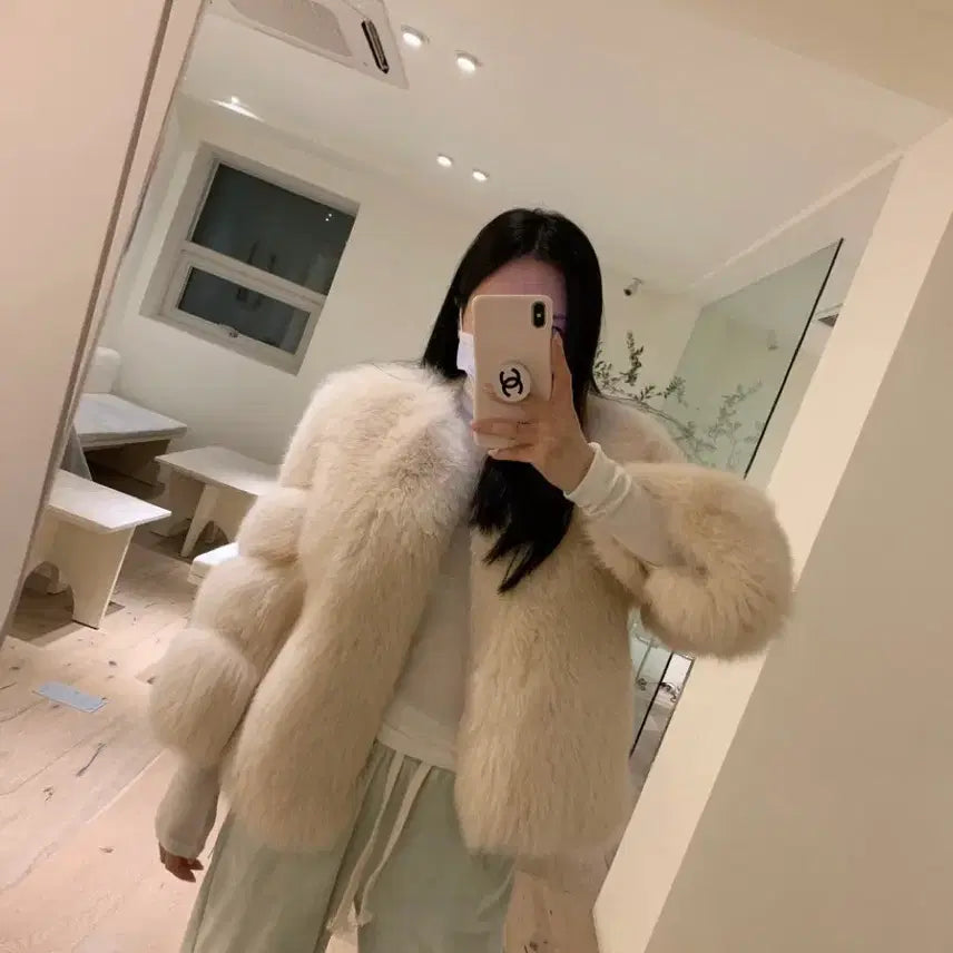 [BUNJANG] Buttique You Shadow Fox Fur Coat / 부띠끄유 쉐도우 폭스 퍼