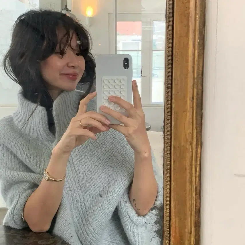 [BUNJANG] PARKBOWLING Cape Knit Zip-up Gray / 파르벵 케이프 니트집업 그레이