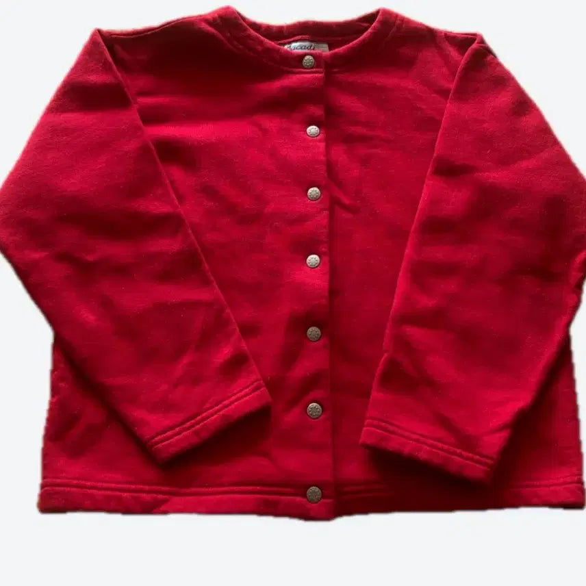 [BUNJANG] Red Fleece Crop Cardigan / 레드 기모 크롭 가디건