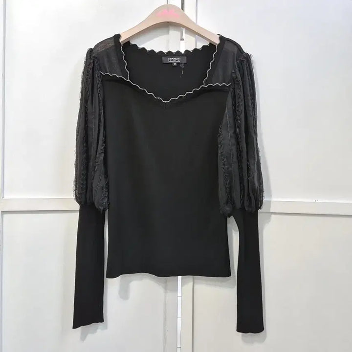 [BUNJANG] Egoist Sheer Sleeve Knit Top / 에고이스트 쉬폰 소매 니트티