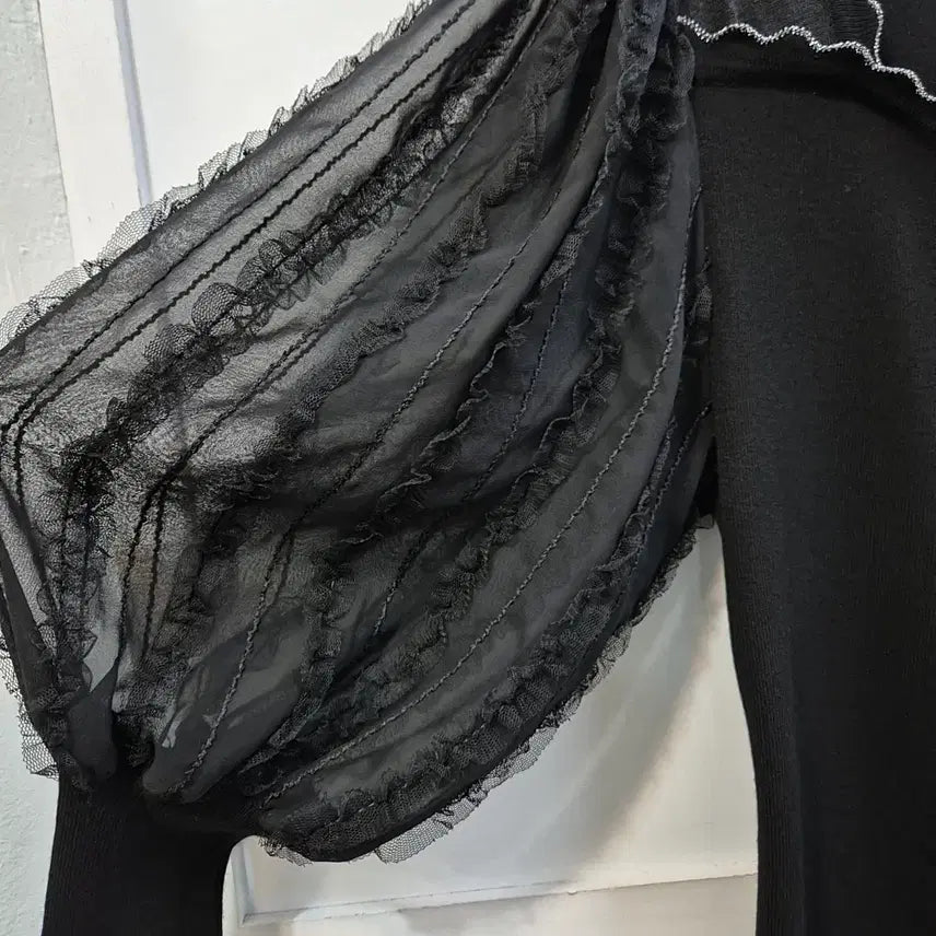 [BUNJANG] Egoist Sheer Sleeve Knit Top / 에고이스트 쉬폰 소매 니트티