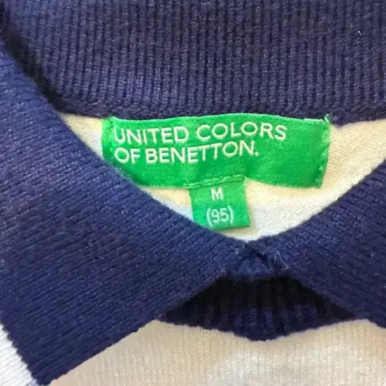 [BUNJANG] Benetton Ivory Colorblock Knit Long Sleeve Top / 베네통 아이보리 카라 니트 긴팔티