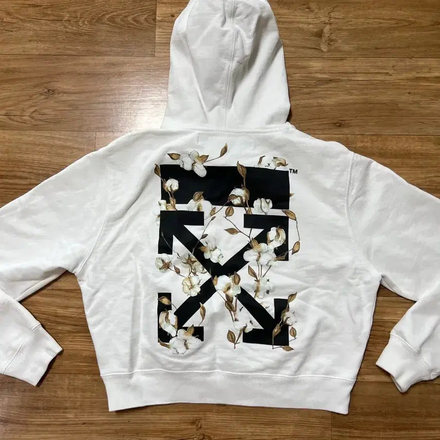 [BUNJANG] Off-White Flower Print Hoodie / [오프화이트]플라워 프린팅 후드티