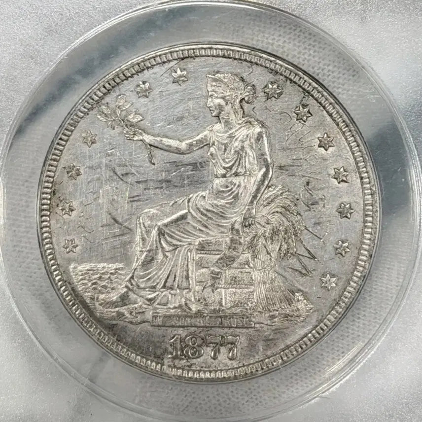 [BUNJANG] 1877 Trade Dollar Silver Coin AU58 / 1877년 트레이드 달러 무역은화 58등급입니다.