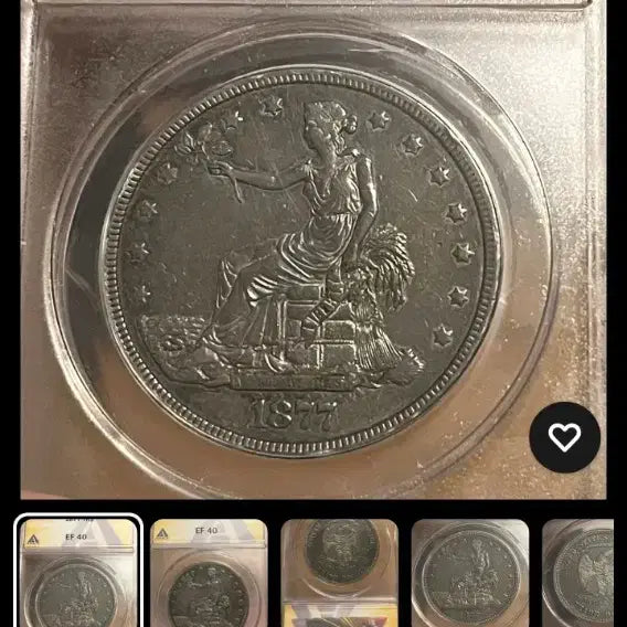 [BUNJANG] 1877 Trade Dollar Silver Coin AU58 / 1877년 트레이드 달러 무역은화 58등급입니다.