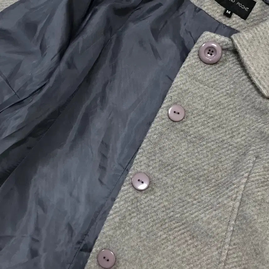 [BUNJANG] Melange Gray Hidden Button Vintage Coat / 멜란지 그레이 히든 버튼 코트