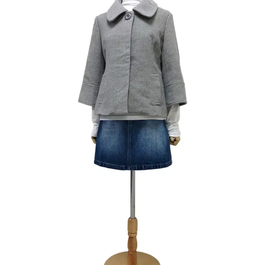 [BUNJANG] Melange Gray Hidden Button Vintage Coat / 멜란지 그레이 히든 버튼 코트