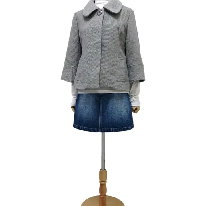 [BUNJANG] Melange Gray Hidden Button Vintage Coat / 멜란지 그레이 히든 버튼 코트