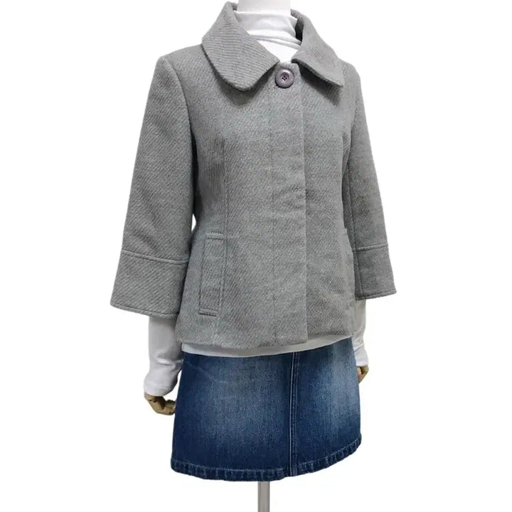 [BUNJANG] Melange Gray Hidden Button Vintage Coat / 멜란지 그레이 히든 버튼 코트