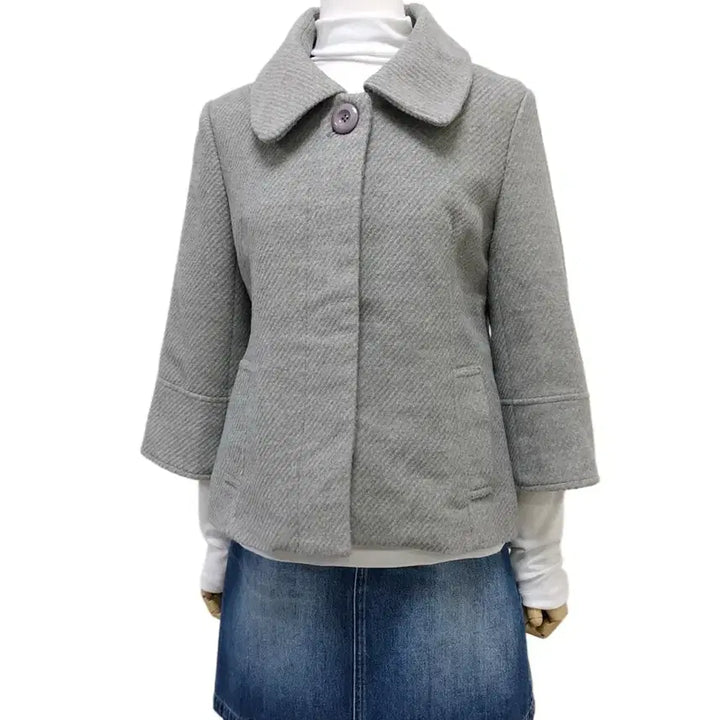 [BUNJANG] Melange Gray Hidden Button Vintage Coat / 멜란지 그레이 히든 버튼 코트
