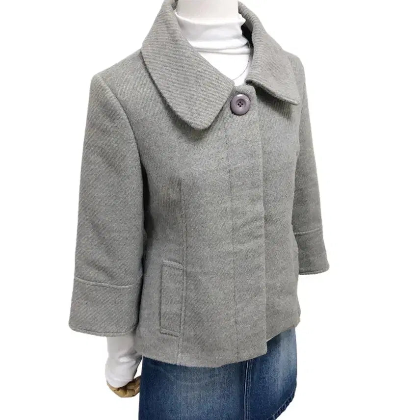 [BUNJANG] Melange Gray Hidden Button Vintage Coat / 멜란지 그레이 히든 버튼 코트
